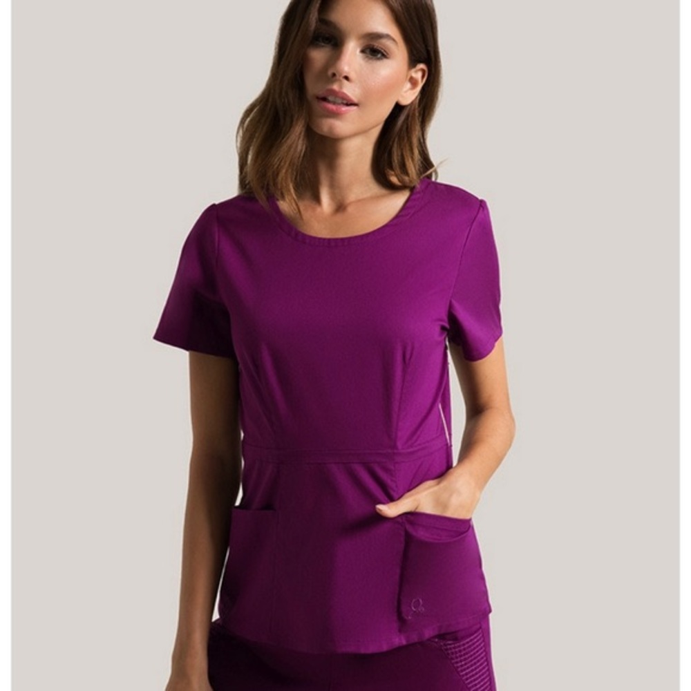 Jaanuu plum peplum scrub top
